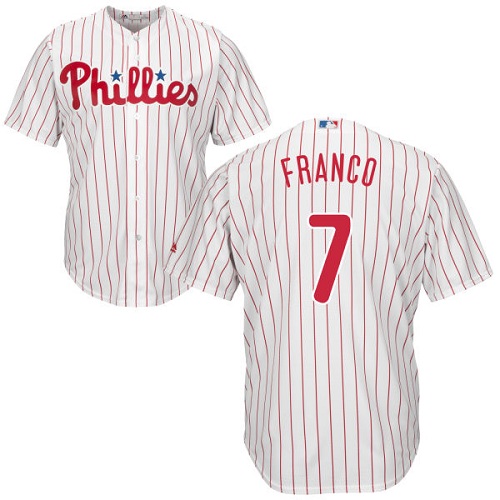 Phillies #7 Maikel Franco White(Red Strip) Cool Base Stitched Youth MLB Jersey